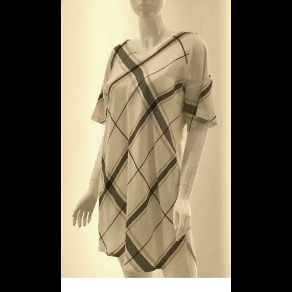 AMS Pure Cream Geometric Print  Dress Lara 8